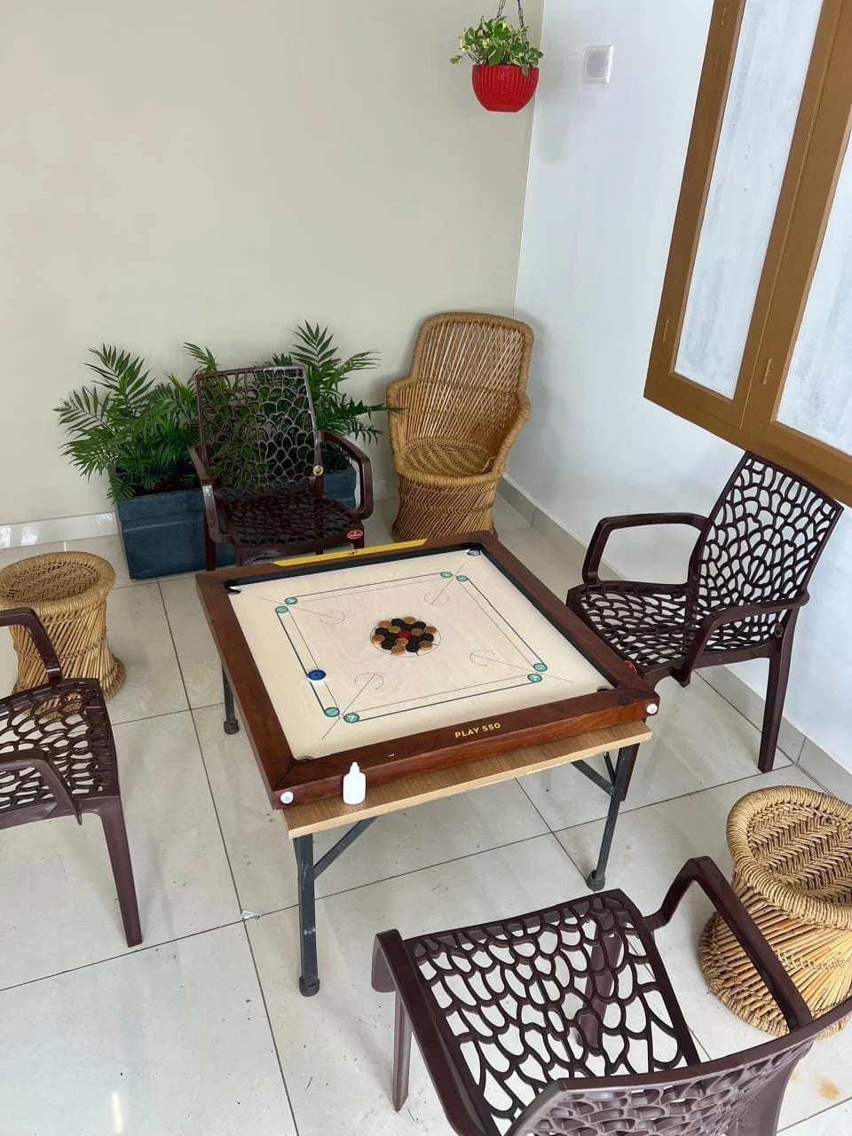 Carrom board, ready for a game