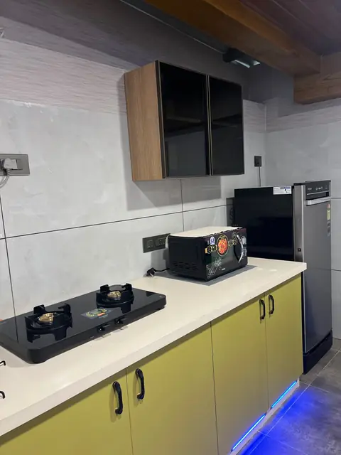 Gas hob, microwave and refrigerator